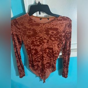 Velvet long sleeve body suit